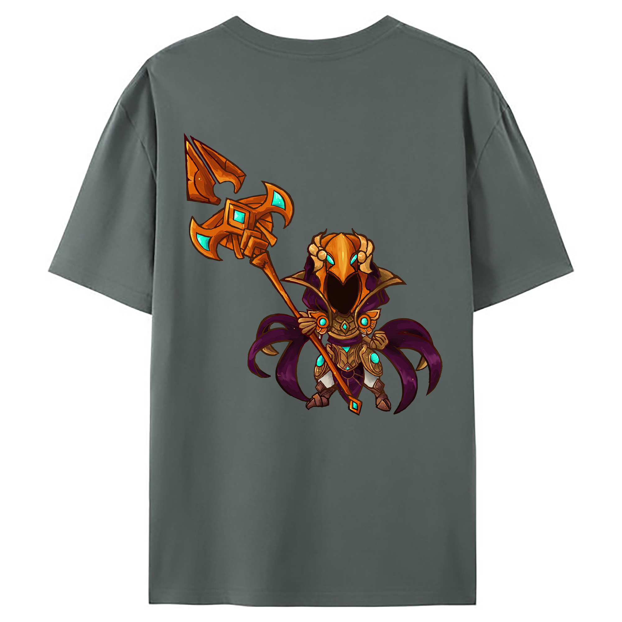 （画像用） リーグ・オブ・レジェンド League of Legends LOL 綿100％ メンズ半袖Tシャツ（バックプリント） 通気性